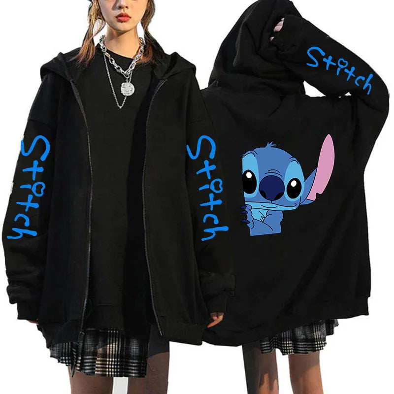 Oversized Y2k Zip-up Hoodie Disney Women's Lilo & Stitch Costume