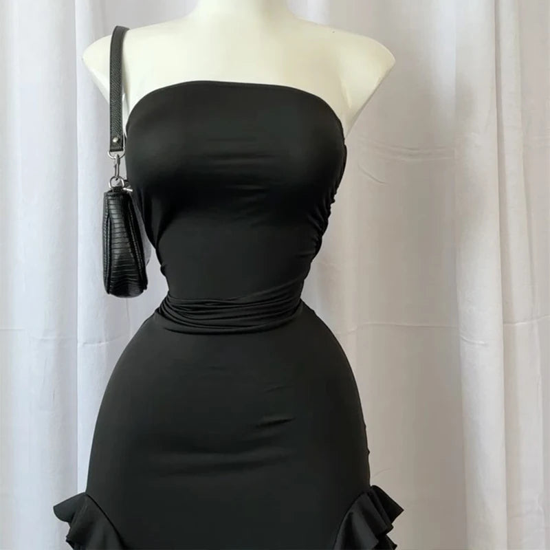 2024 Summer Maxi Women's Dress Vintage Elegant black Fashion
