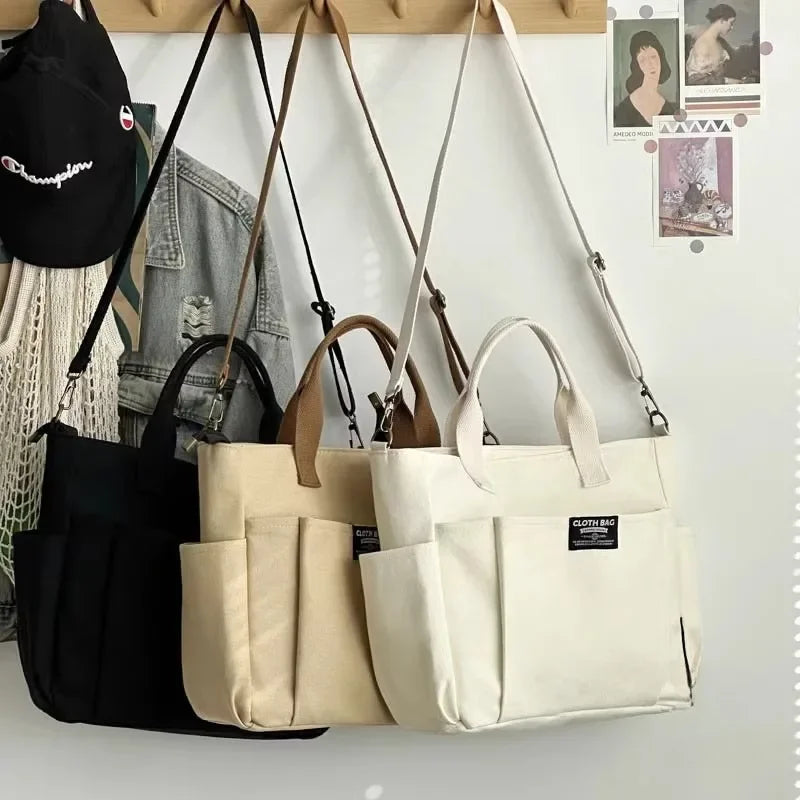 Canvas Ladies Bag Simple Student Large Capacity Horizontal Commuter