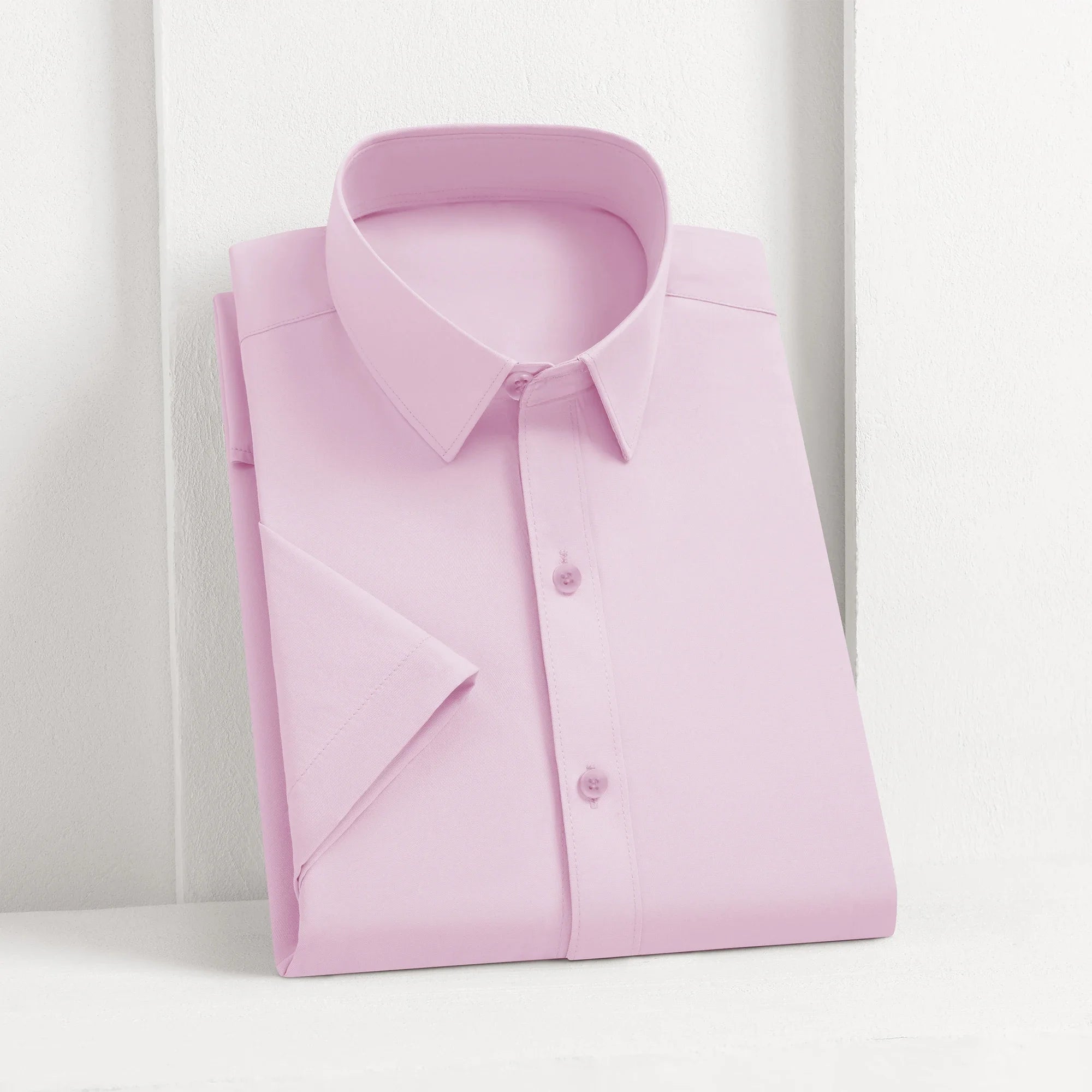 New Men's Business Casual Solid Color Short Sleeved Shirt for Summer