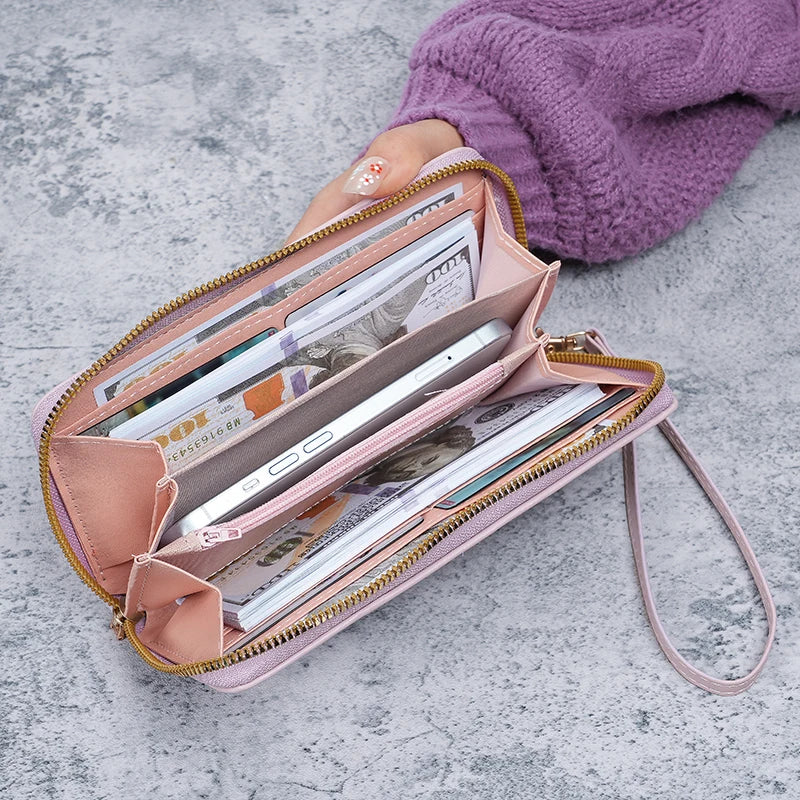 2024 new ladies purse long Joker zipper clutch bag embroidered fashion