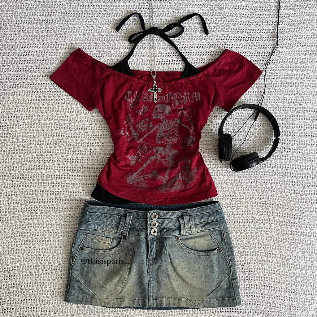 Millennium 2000s Y2k crop aesthetic sweet and sexy vest women's