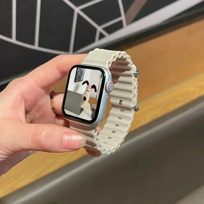 Silicone Ocean band for Apple Watch straps 45mm 46mm 40mm Ultra 2 49mm