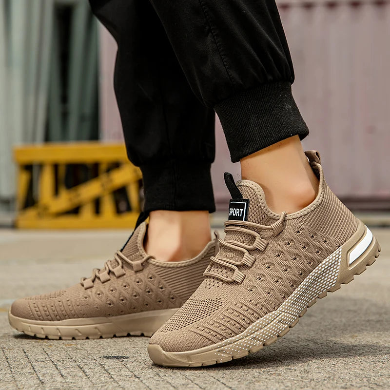 Men‘s Running Shoes Non-slip Lace-up Casual Shoes Fashion Knit