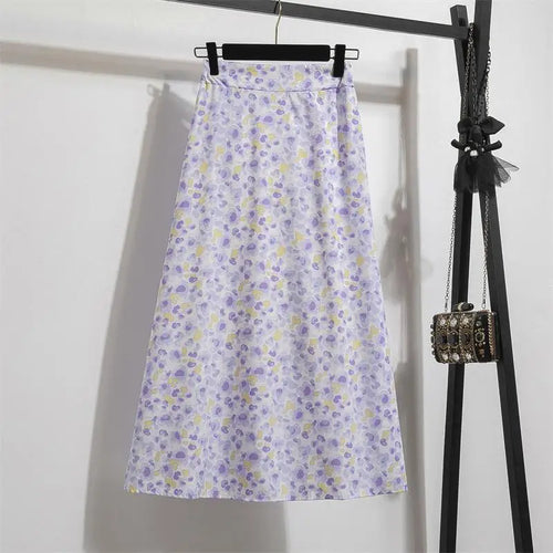 Spring Summer Chiffon Women skirts Casual Floral Printed Woman Long