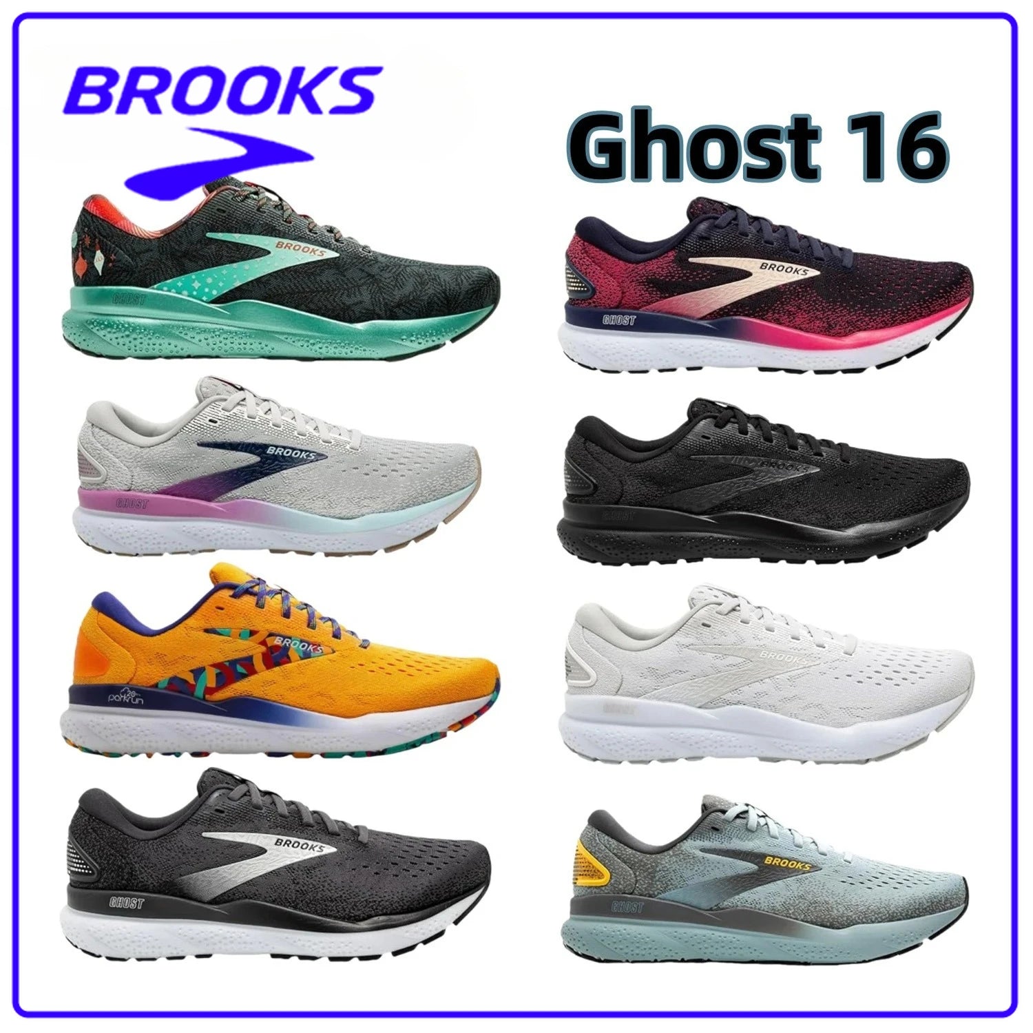 Brooks Men’s Ghost 16 Neutral Running Shoe Breathable Athletic Casual