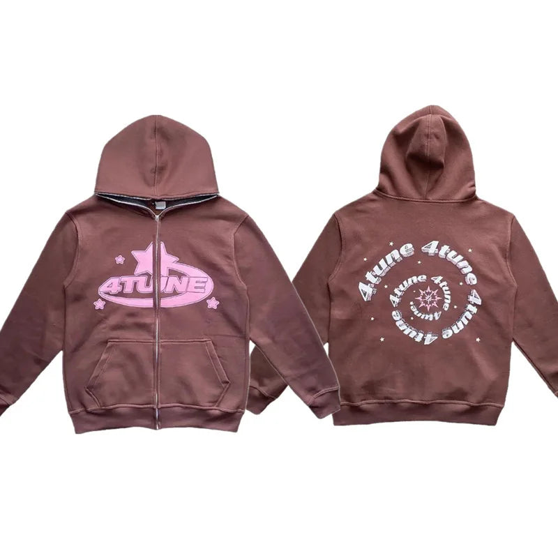 New Clothes Star Letter Print Retro Oversized Hoodie Women Y2K Street