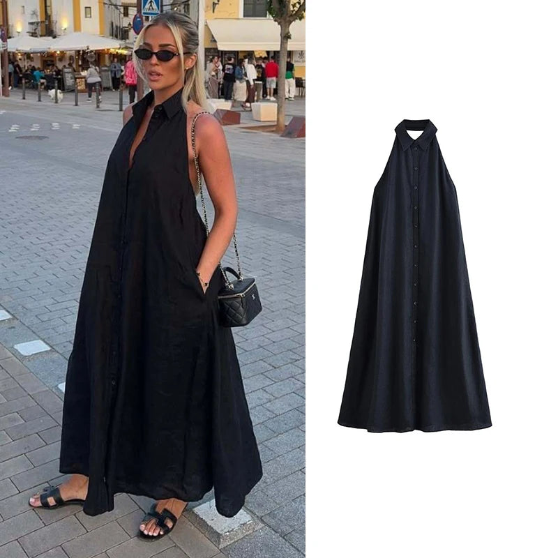 Dresses Summer Women's 2025 New Neck-Hanging Elegant Long Holiday