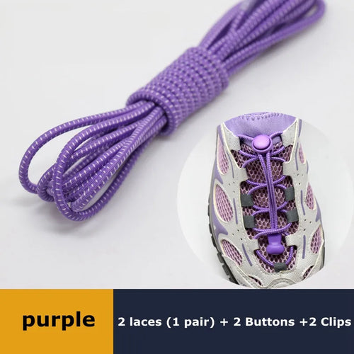 1Pair Shoelaces for Sneaker Elastic No Tie Shoe Laces Stretching Lock