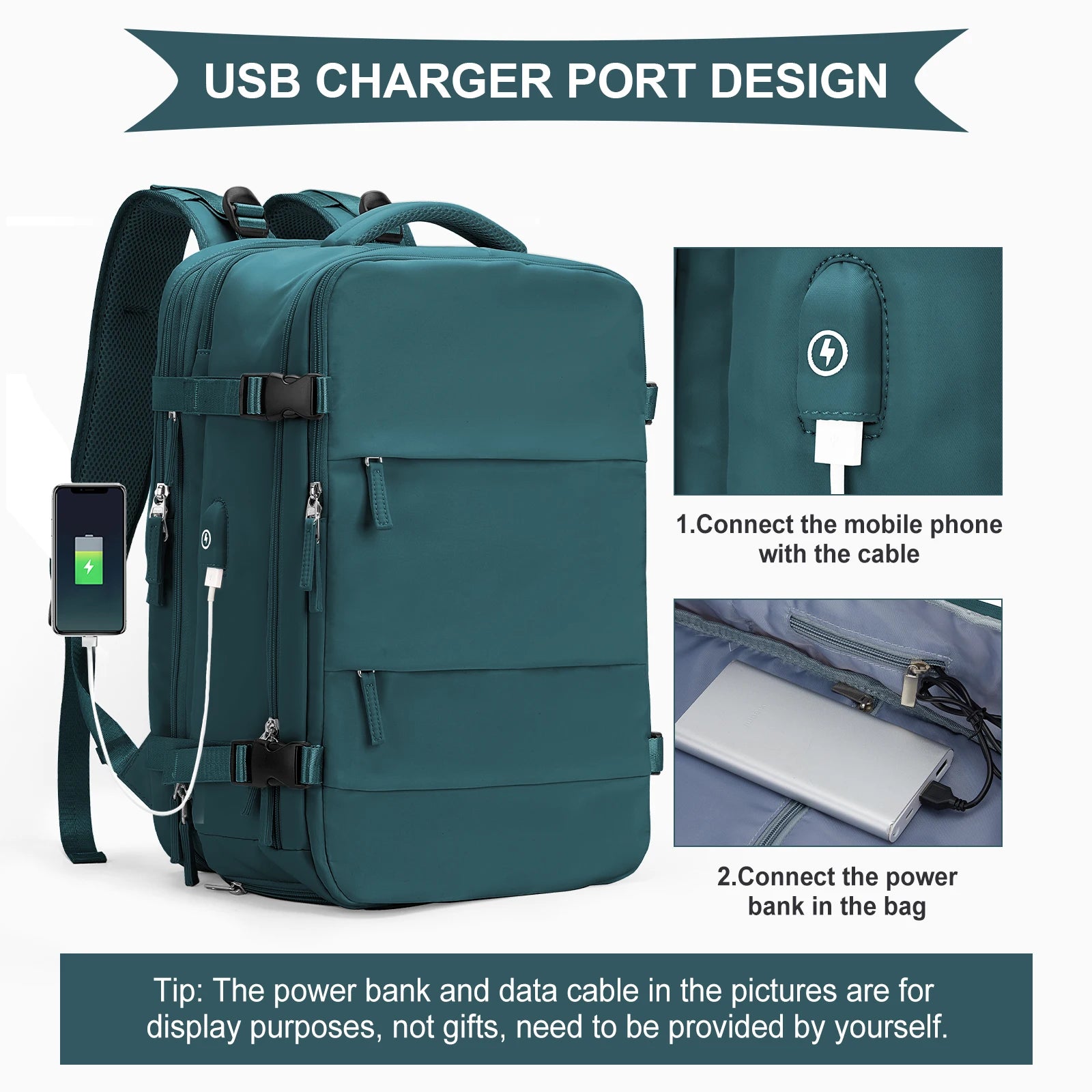 Men Business Travel Backpack Expandable USB Bag, Business Waterproof
