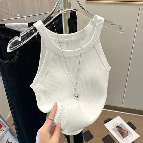 Y2k Knitted U-Neck Suspender Vest Women's Ice Silk Inner Wear Spicy