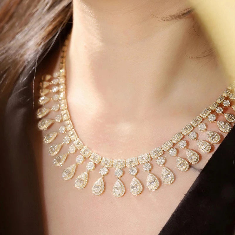 Aazuo 18K White Gold Yellow Gold Real Diamonds 9.2ct Luxury Waterdrop