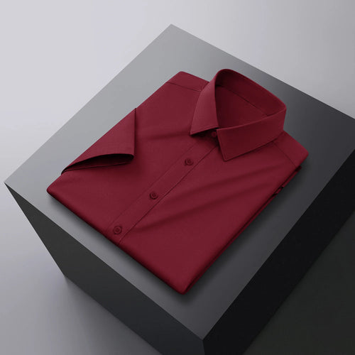 New Men's Business Casual Solid Color Short Sleeved Shirt for Summer