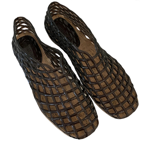 Women Jelly Flats Mesh Ballet Flats Square Toe Hollow Out Ballet Flats
