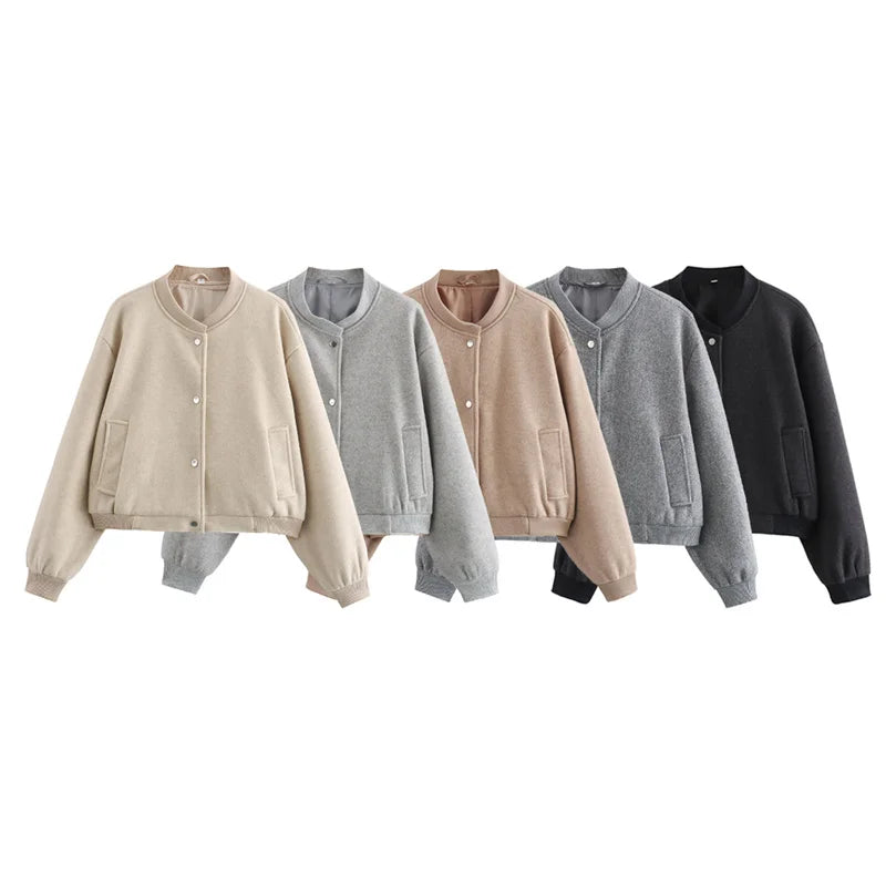 MUJER 2025 Women Jacket Cropped Bomber Jackets For Women Beige Black