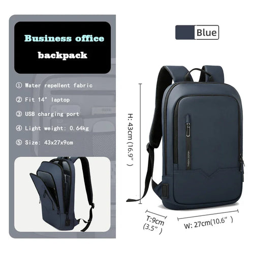 HK Slim Backpack For Men 15.6 Inch Laptop Bags Waterproof Minimalist