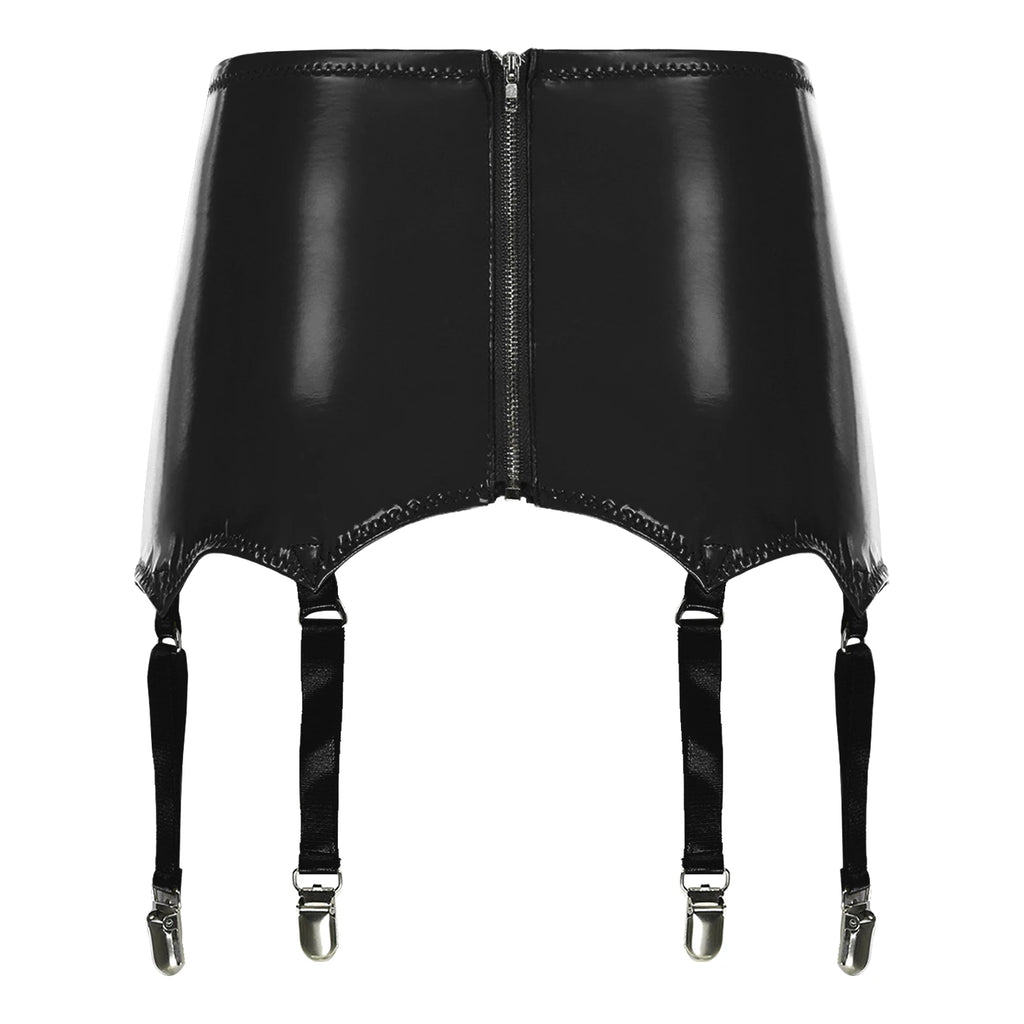 Womens Garters Suspender Belt Skirts Ladies Wet Look Mini Skirts