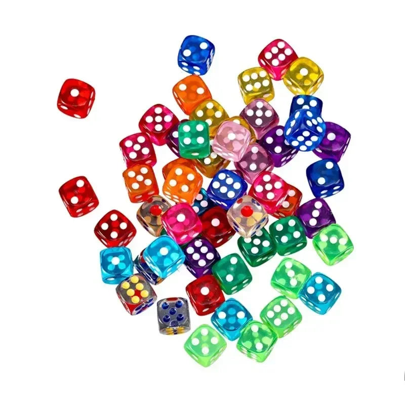50PCS 14mm Colorful Transparent Dice Set - Rounded Edge Board Game