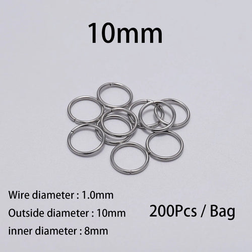30-200Pcs 3-25mm Stainless Steel Split Ring Open Single Loops Jump