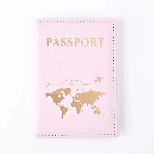 Women Fashion Pink Marble Pattern Travel Passport Cover Holder Bag