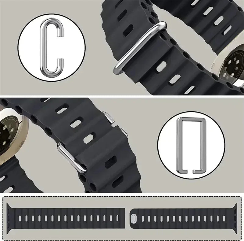Silicone Ocean band for Apple Watch straps 45mm 46mm 40mm Ultra 2 49mm