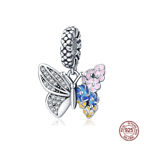 925 Sterling Silver Chameleon Luminous Firefly Butterfly Charms Beads