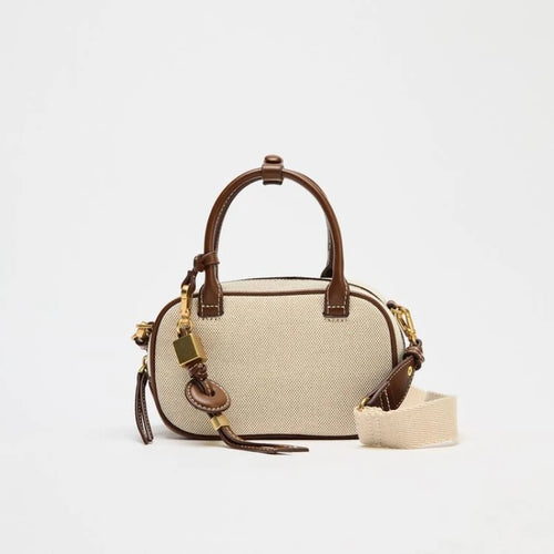 MINI TOPSTITCHED BAG, Wide Strap Women's Vintage Crossbody Bag, Ladies