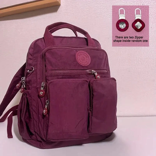 Fashion Woman Backpack Waterproof Nylon Soft Handle Solid Multi-pocket