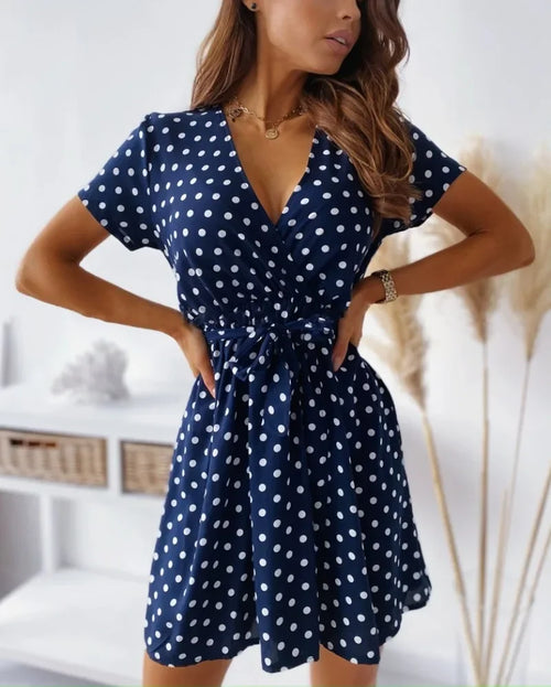 Summer Women's Polka Dot Printed Short Sleeved Casual Dress
