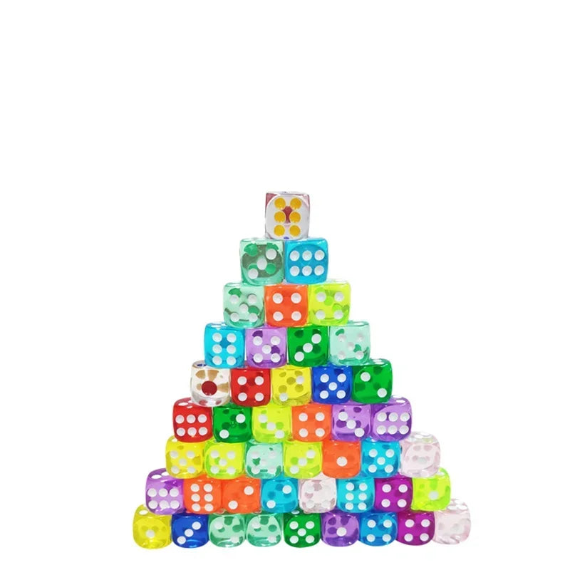 50PCS 14mm Colorful Transparent Dice Set - Rounded Edge Board Game