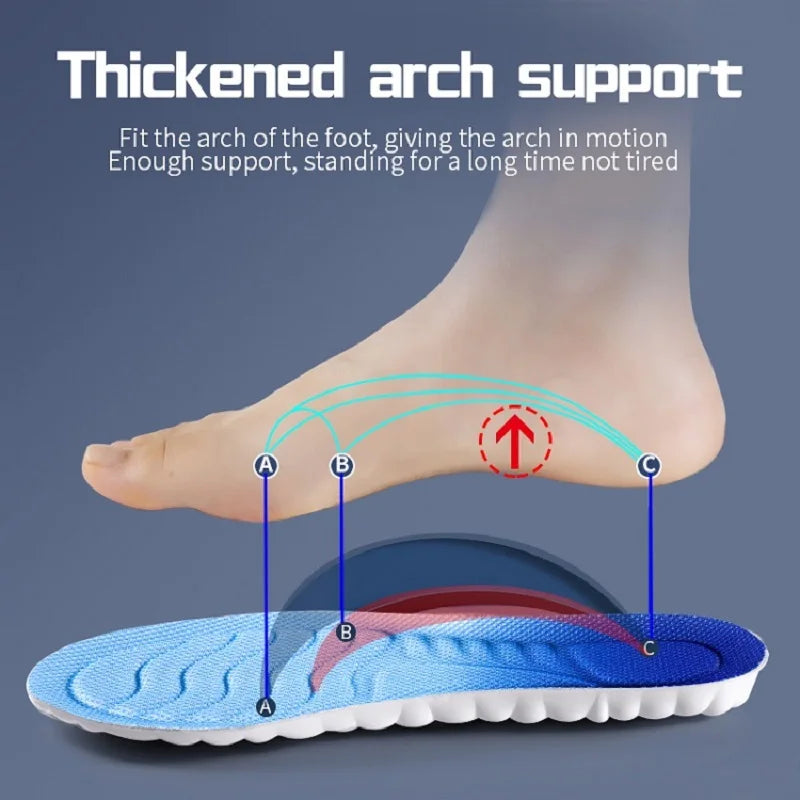Sports Insoles for Shoes Women Men PU Sole Soft Breathable 4D Shock
