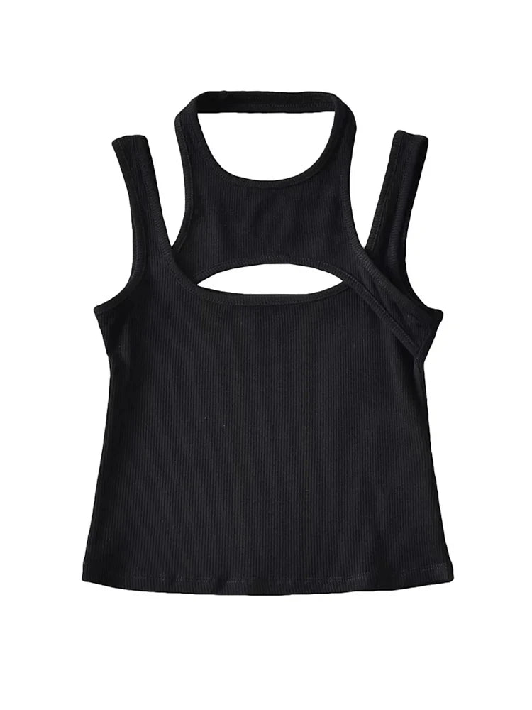 Asymmetrical Crop Top y2k E-girl Hollow Out Knitted Corset Top
