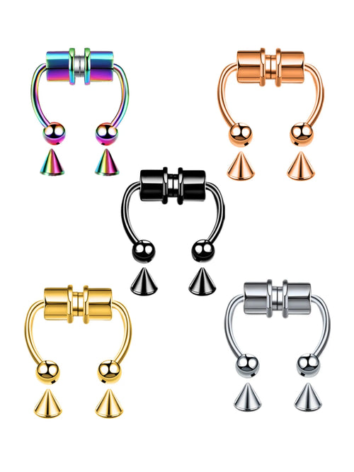 2Pcs or 5Pcs Magnet Nose Ring Stainless Steel Horseshoe Ring Nose Clip