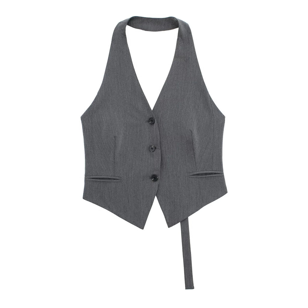 Summer 2025 Women's Sexy Halter Sleeveless Fashion Halter Neck Vest