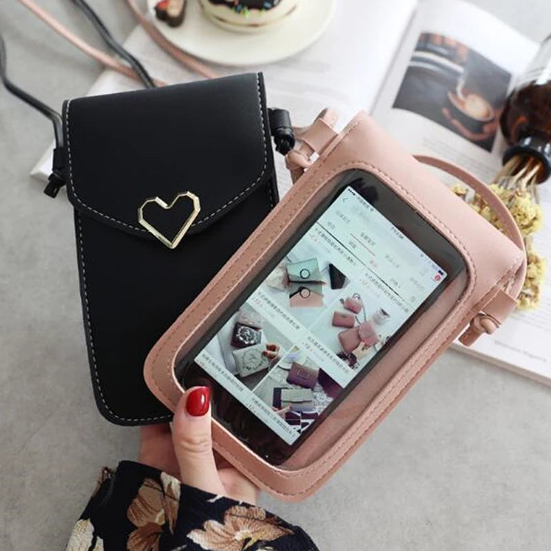 Women Cell Phone Bag Shoulder Transparent Card Holders Girl  Handbag