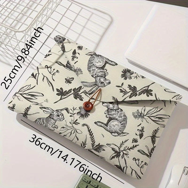 Rabbit print pattern laptop bag with soft laptop fabric cover,