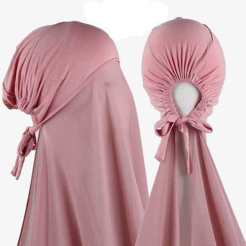 Muslim Instant Hijab Women Bonnet with Chiffon Shawl Head Scarf Cap