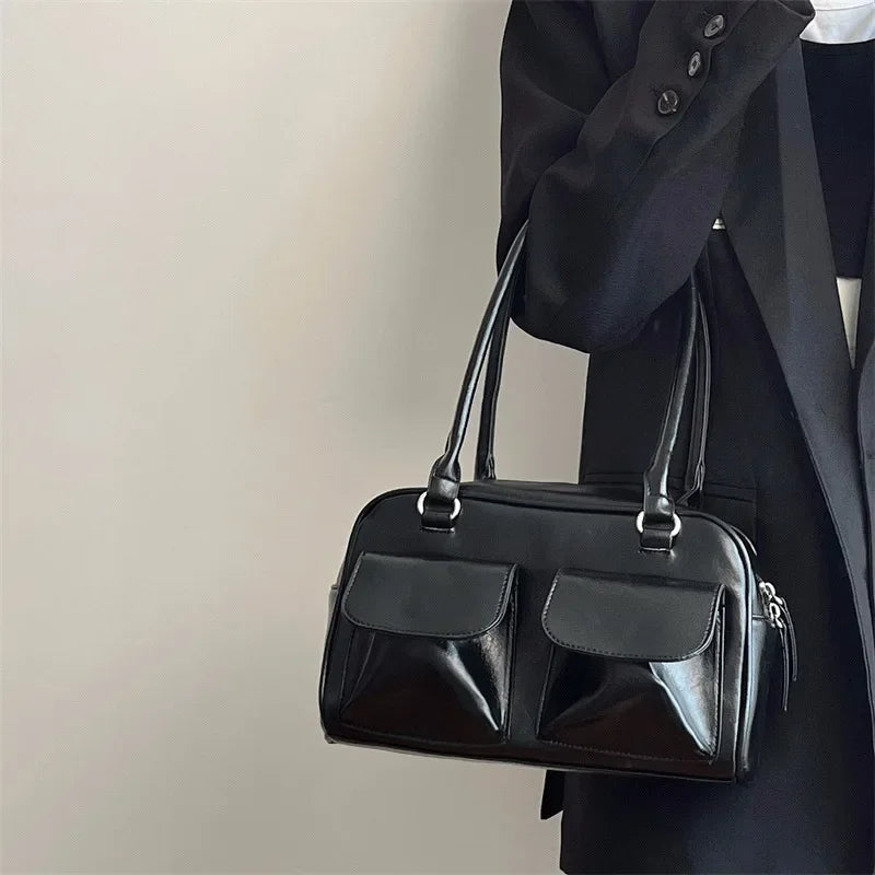 Vintage Women Business Shoulder Bags Simple Ladies Commute Tote Bag Pu