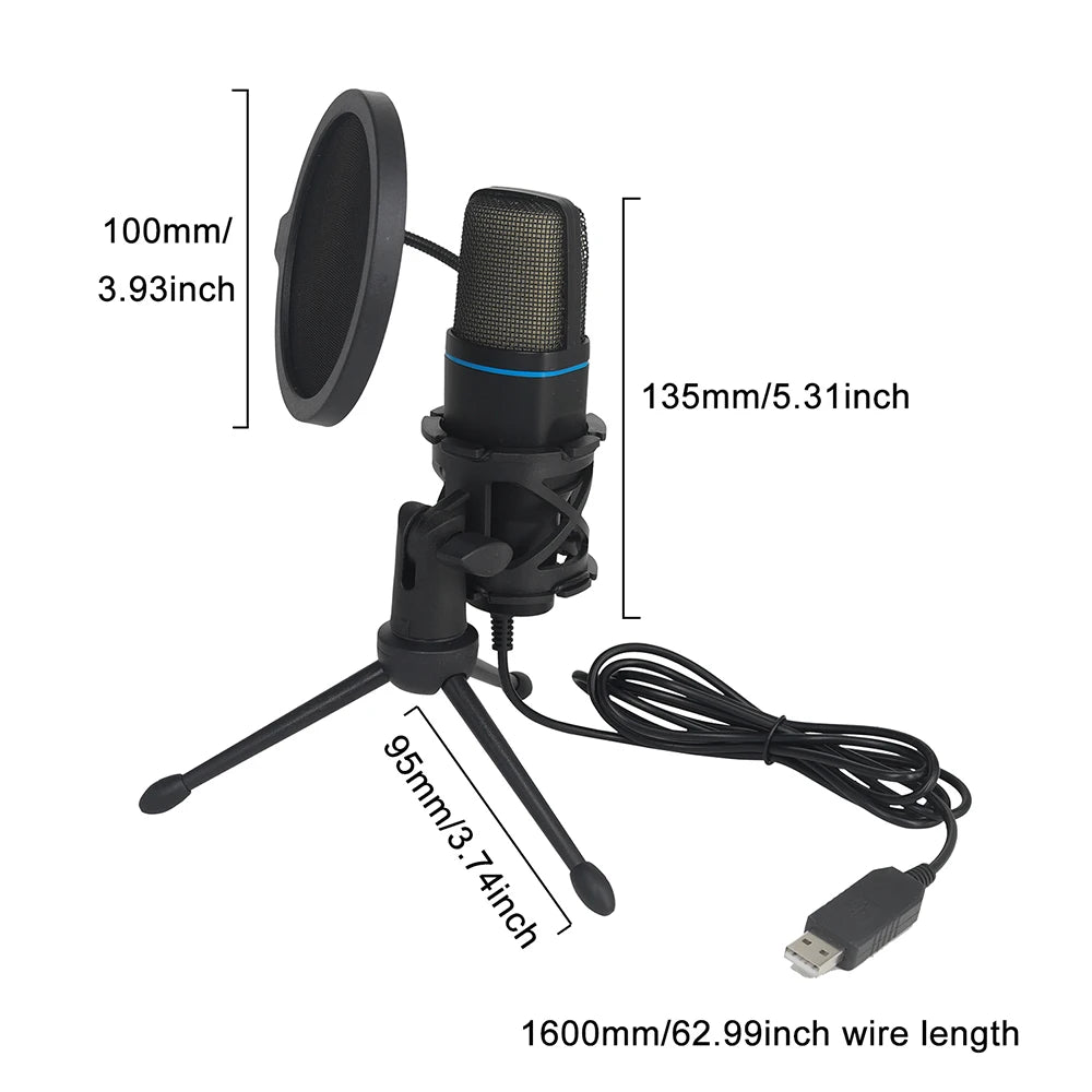 USB Microphone RGB Microfone Condensador Wire Gaming Mic for Podcast