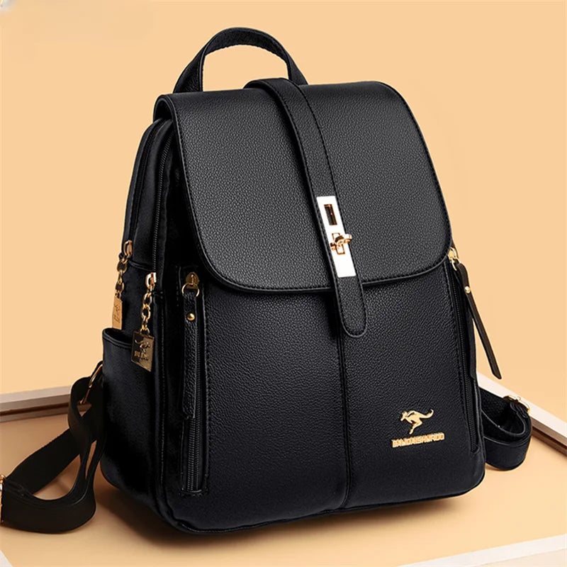 Luxury Women Leather Backpacks for Girls Sac A Dos Casual Daypack