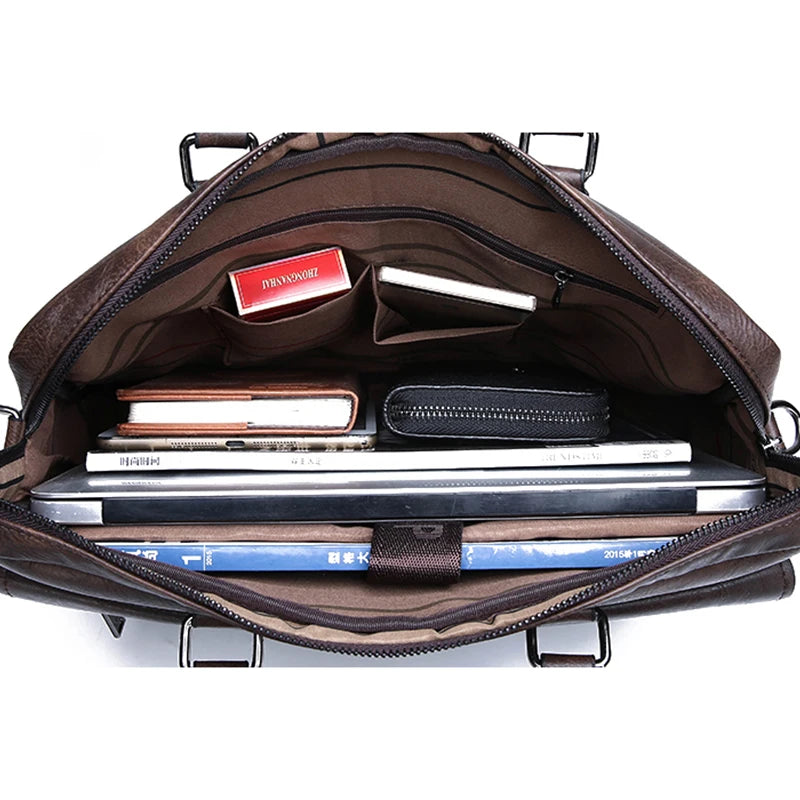Multiple Pockets Briefcase Men's Large Capacity Office Shoulder Bag