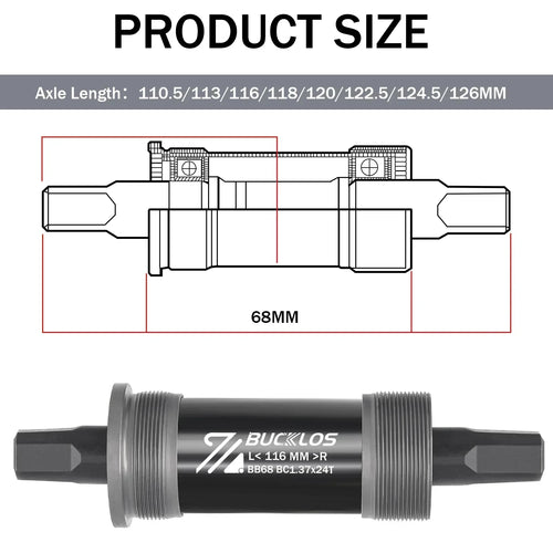BUCKLOS Bicycle Bottom Bracket Road Mountain Bike Square Crank BB BB68
