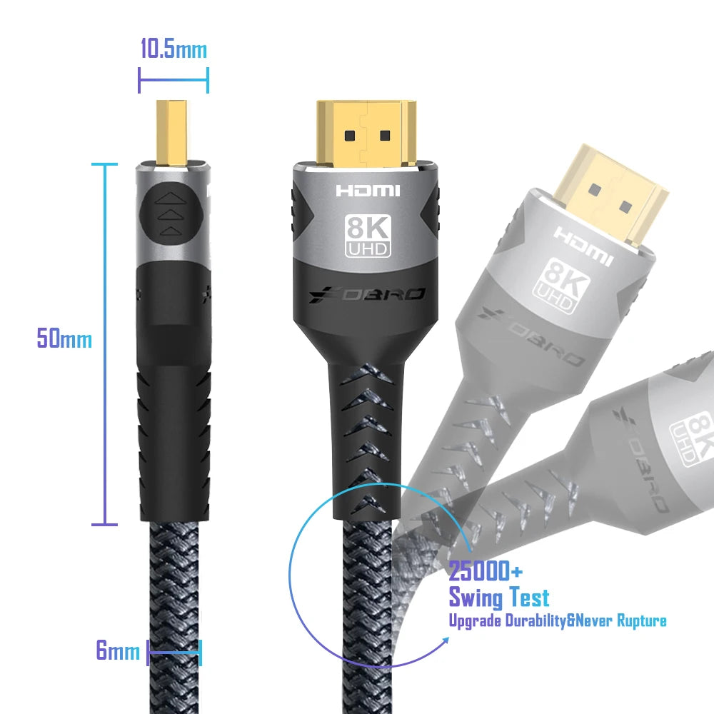 8K HDMI-Compatible Cable 4K@120Hz 8K@60Hz HDMI 2.1 Cable 48Gbps