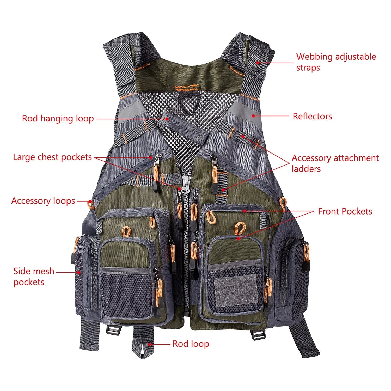 Breathable Fishing Vest Outdoor Sports Fly Swimming Adjustable Vest