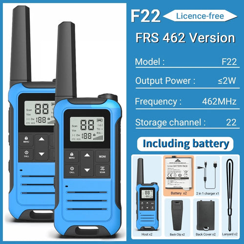 2pcs Baofeng F22 Mini Walkie Talkie PMR FRS Long Range Rechargable