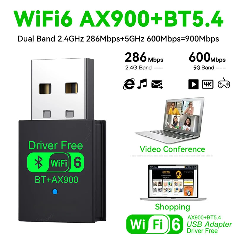 New 900Mbps USB Bluetooth 5.4 Adapter Wireless Dongle Audio Receiver