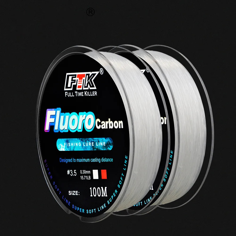 100m fluorocarbon bait fishing line, carbon fiber fly fishing, wild
