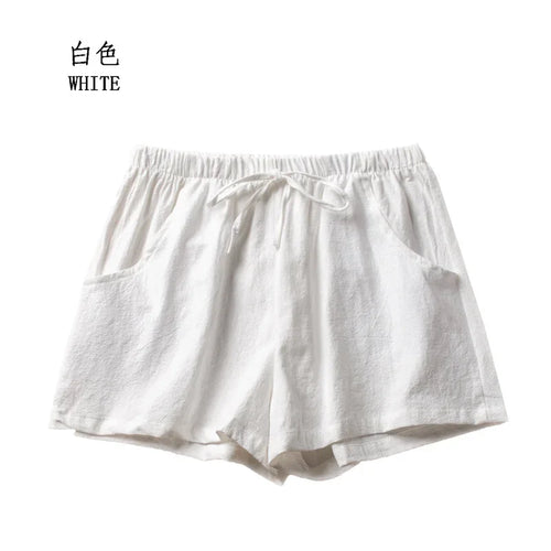 Cotton Linen Shorts Women's Sports Shorts Summer Solid High Waist