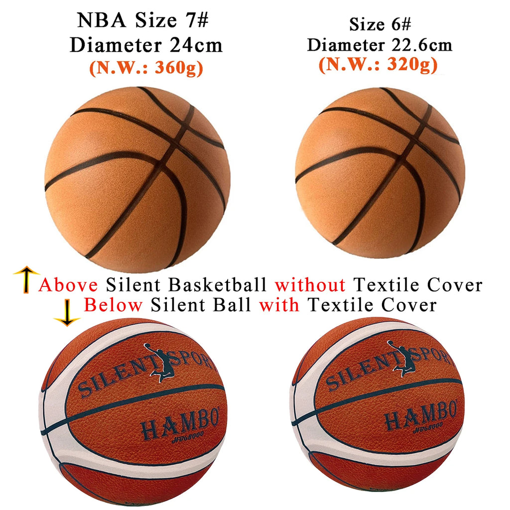 Silent Basketball Size 7#(29.5")6#/5# Dribbling Indoor Grooved Airless