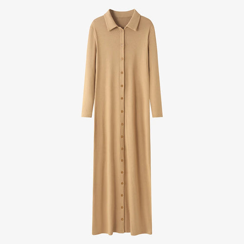 AS 2024 maxi dress button design woman clothes full sleeve Ankle